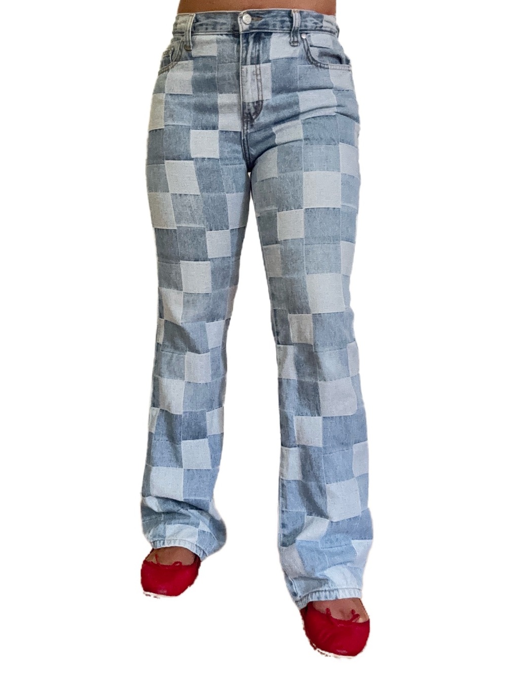 Watch LA vintage checkered patchwork denim jeans